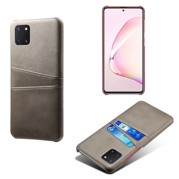 For Samsung Galaxy A81 / Note10 Lite Calf Texture PC + PU Leather Back Cover Shockproof Case with Dual Card Slots