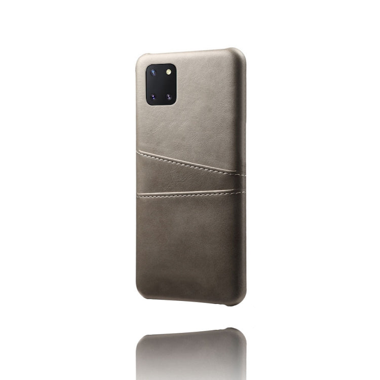For Samsung Galaxy A81 / Note10 Lite Calf Texture PC + PU Leather Back Cover Shockproof Case with Dual Card Slots