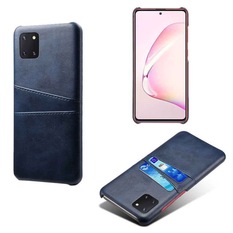 For Samsung Galaxy A81 / Note10 Lite Calf Texture PC + PU Leather Back Cover Shockproof Case with Dual Card Slots