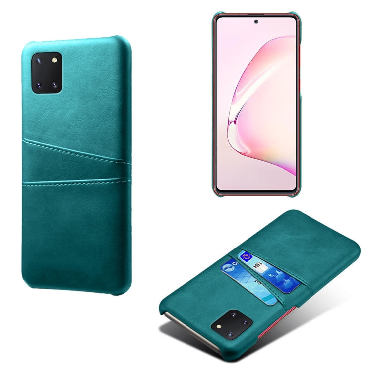 For Samsung Galaxy A81 / Note10 Lite Calf Texture PC + PU Leather Back Cover Shockproof Case with Dual Card Slots