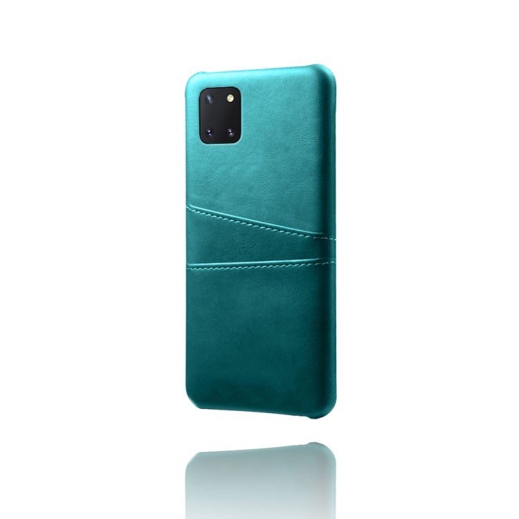 For Samsung Galaxy A81 / Note10 Lite Calf Texture PC + PU Leather Back Cover Shockproof Case with Dual Card Slots