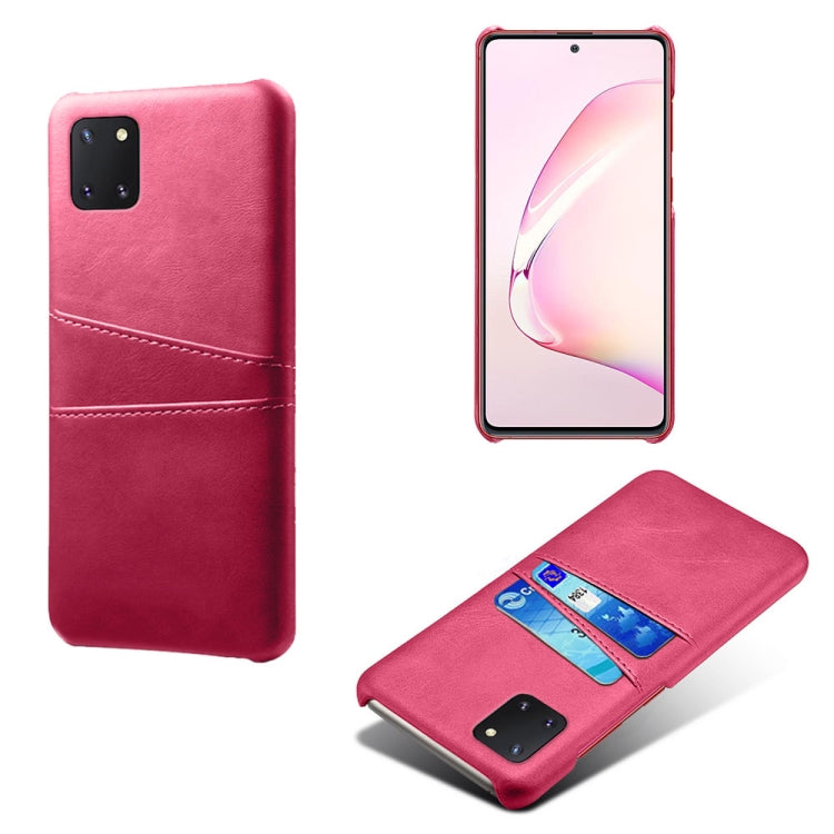 For Samsung Galaxy A81 / Note10 Lite Calf Texture PC + PU Leather Back Cover Shockproof Case with Dual Card Slots