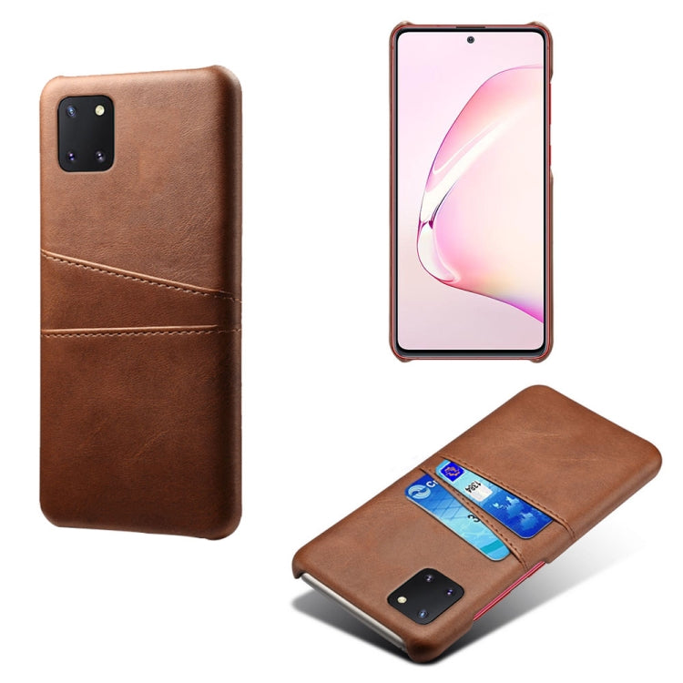 For Samsung Galaxy A81 / Note10 Lite Calf Texture PC + PU Leather Back Cover Shockproof Case with Dual Card Slots