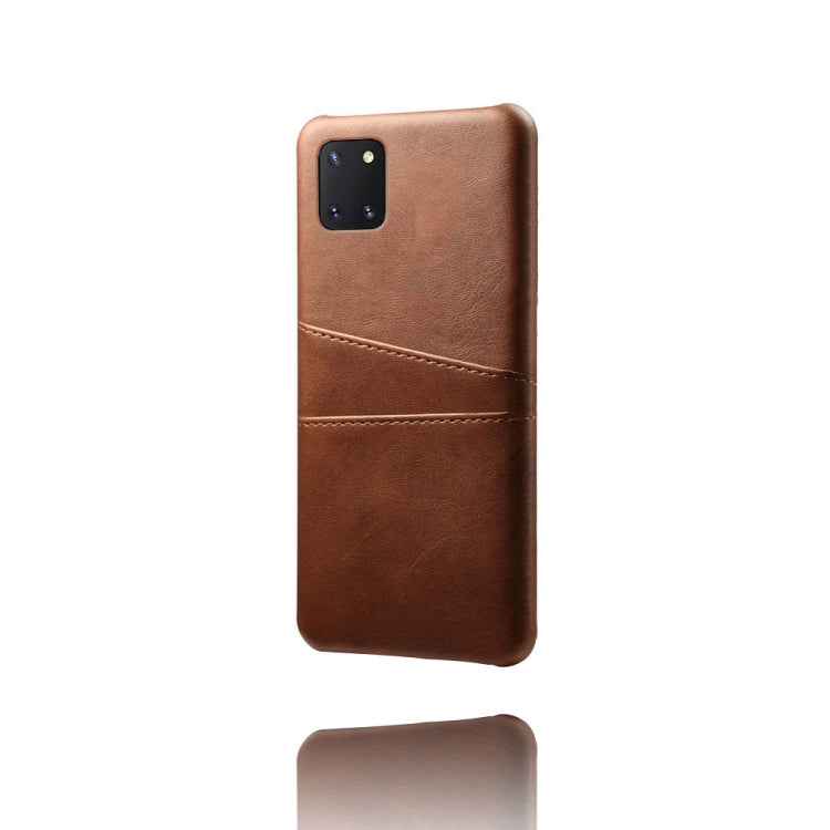 For Samsung Galaxy A81 / Note10 Lite Calf Texture PC + PU Leather Back Cover Shockproof Case with Dual Card Slots