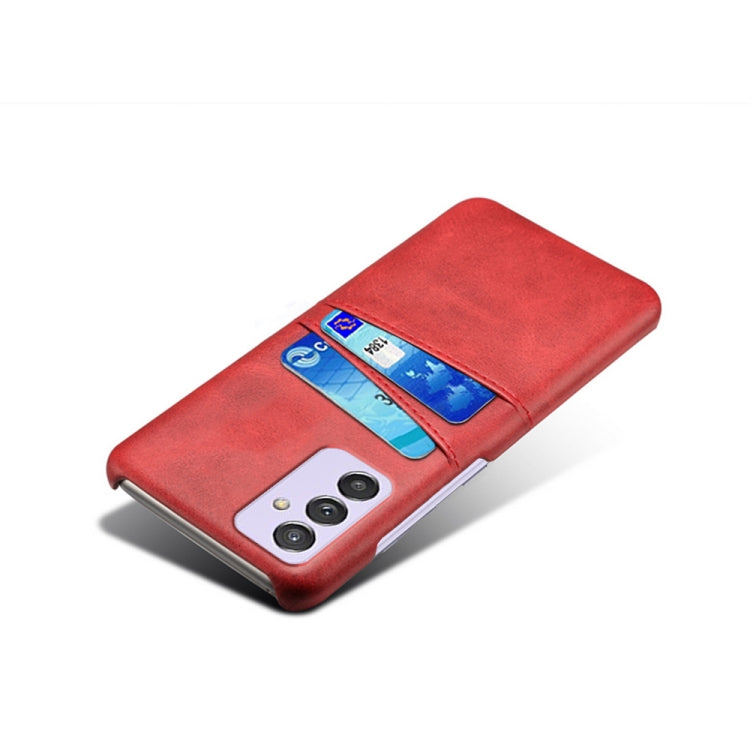For Samsung Galaxy A82 5G Calf Texture PC + PU Leather Back Cover Shockproof Case with Dual Card Slots