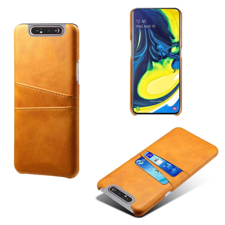 For Samsung Galaxy A90 Calf Texture PC + PU Leather Back Cover Shockproof Case with Dual Card Slots