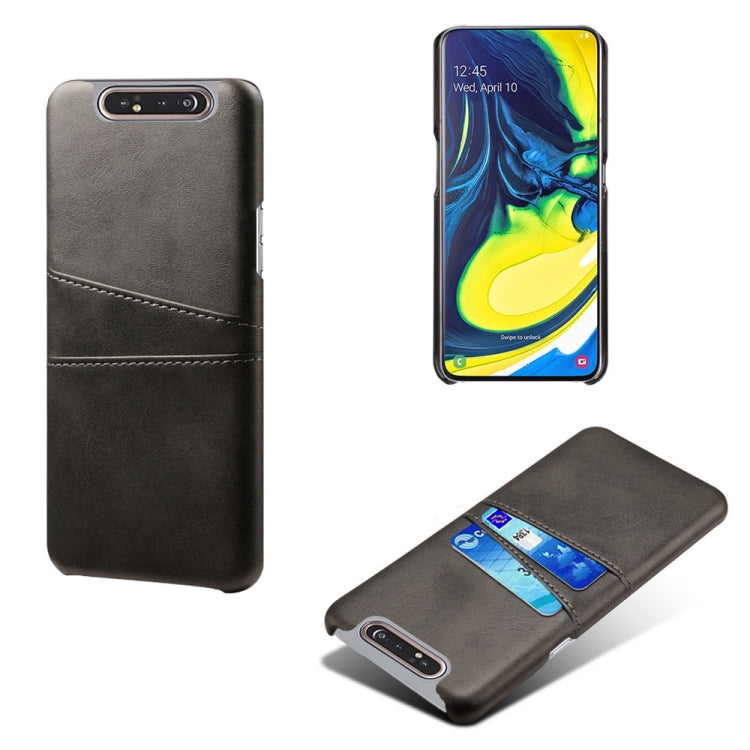 For Samsung Galaxy A90 Calf Texture PC + PU Leather Back Cover Shockproof Case with Dual Card Slots
