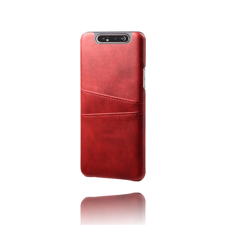 For Samsung Galaxy A90 Calf Texture PC + PU Leather Back Cover Shockproof Case with Dual Card Slots