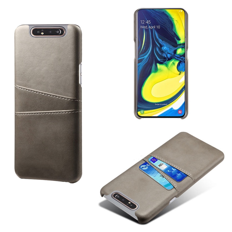 For Samsung Galaxy A90 Calf Texture PC + PU Leather Back Cover Shockproof Case with Dual Card Slots
