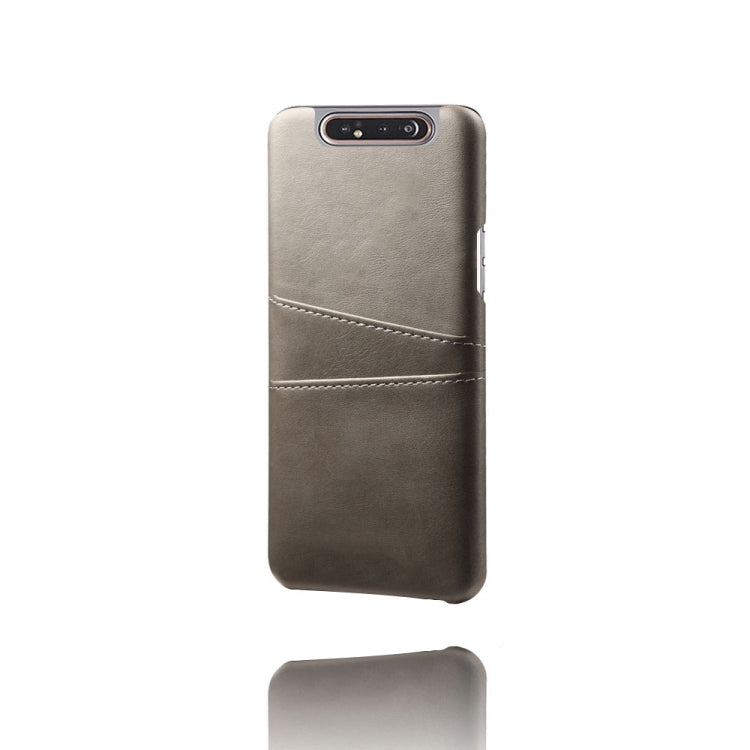For Samsung Galaxy A90 Calf Texture PC + PU Leather Back Cover Shockproof Case with Dual Card Slots