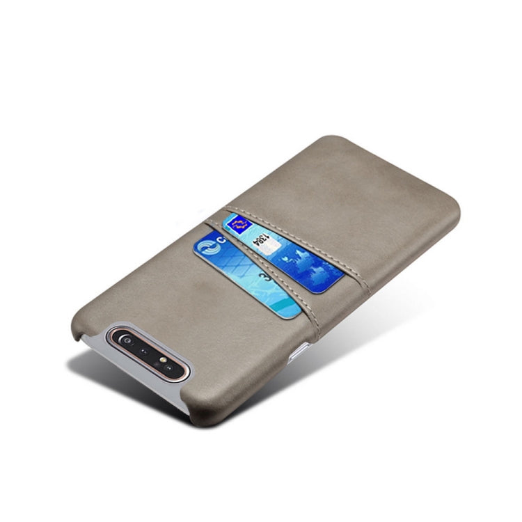 For Samsung Galaxy A90 Calf Texture PC + PU Leather Back Cover Shockproof Case with Dual Card Slots