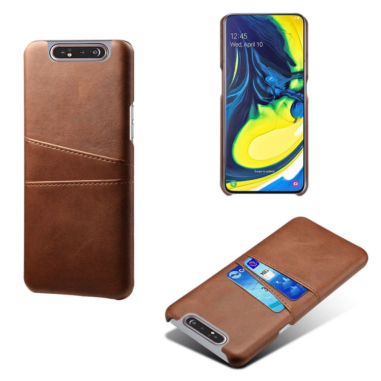 For Samsung Galaxy A90 Calf Texture PC + PU Leather Back Cover Shockproof Case with Dual Card Slots