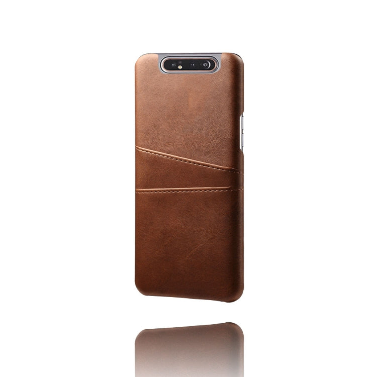 For Samsung Galaxy A90 Calf Texture PC + PU Leather Back Cover Shockproof Case with Dual Card Slots