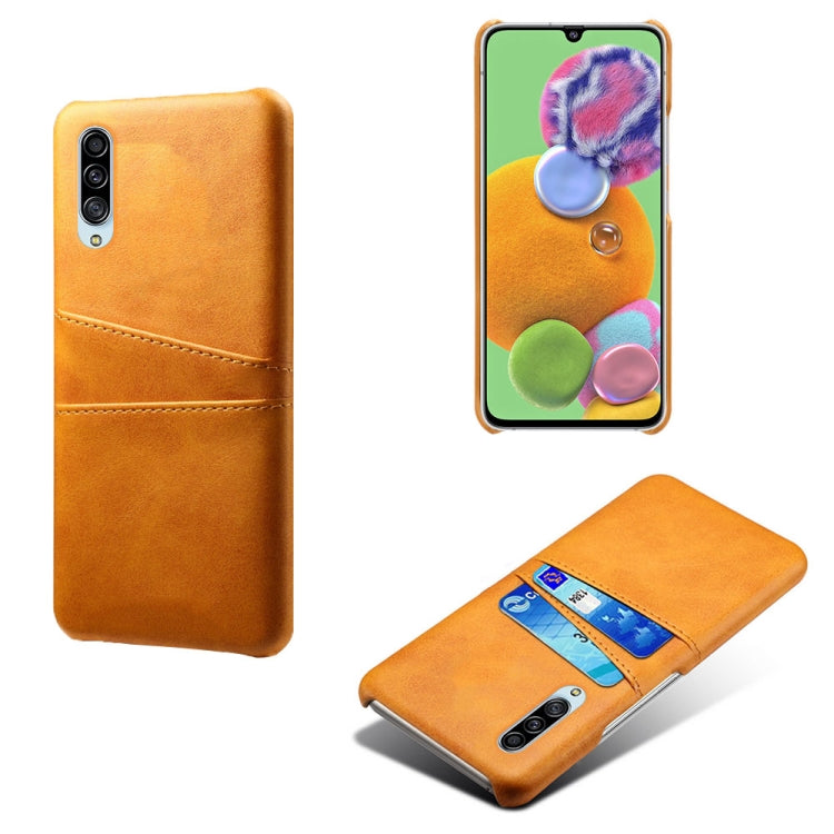 For Samsung Galaxy A90 5G Calf Texture PC + PU Leather Back Cover Shockproof Case with Dual Card Slots