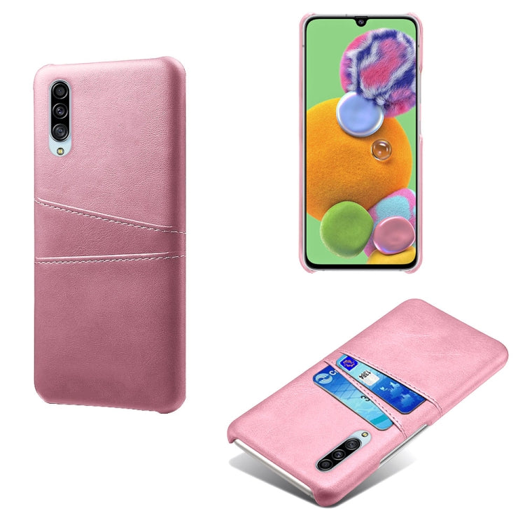 For Samsung Galaxy A90 5G Calf Texture PC + PU Leather Back Cover Shockproof Case with Dual Card Slots