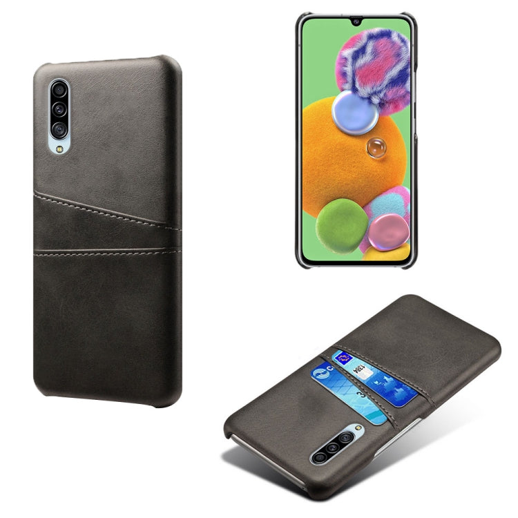 For Samsung Galaxy A90 5G Calf Texture PC + PU Leather Back Cover Shockproof Case with Dual Card Slots