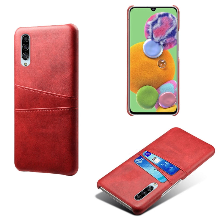 For Samsung Galaxy A90 5G Calf Texture PC + PU Leather Back Cover Shockproof Case with Dual Card Slots