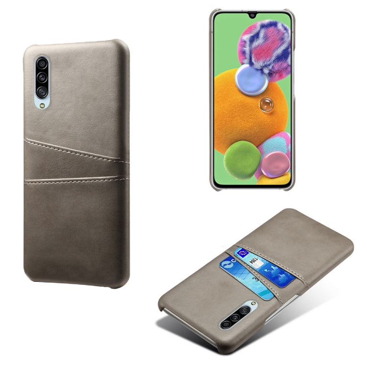 For Samsung Galaxy A90 5G Calf Texture PC + PU Leather Back Cover Shockproof Case with Dual Card Slots