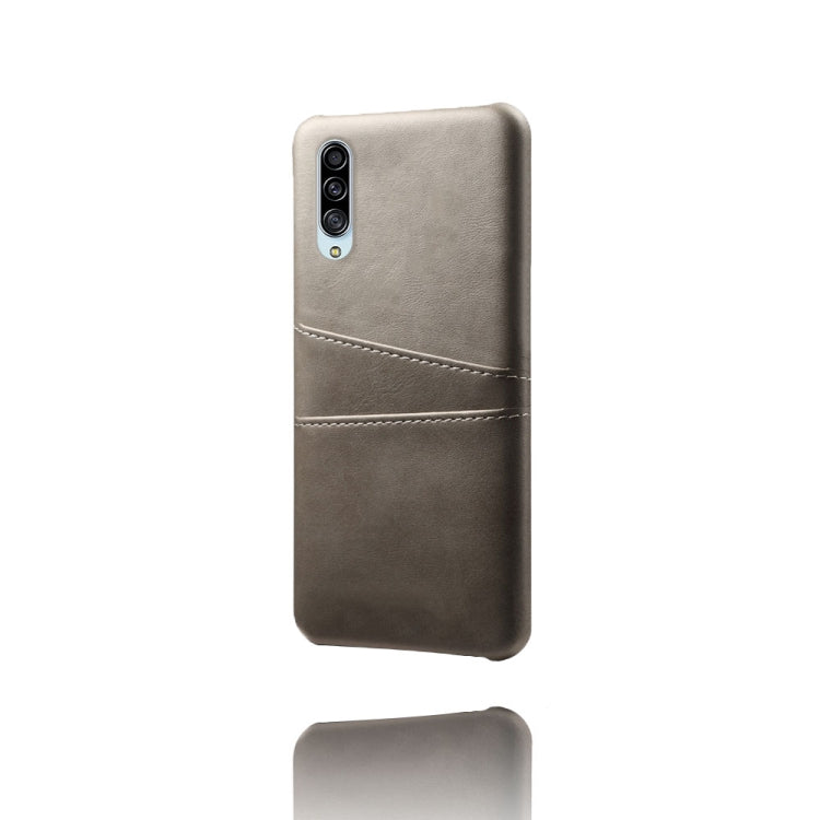 For Samsung Galaxy A90 5G Calf Texture PC + PU Leather Back Cover Shockproof Case with Dual Card Slots