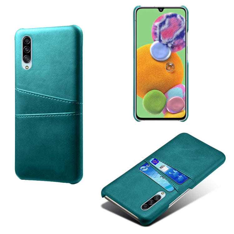 For Samsung Galaxy A90 5G Calf Texture PC + PU Leather Back Cover Shockproof Case with Dual Card Slots