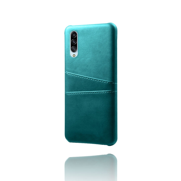 For Samsung Galaxy A90 5G Calf Texture PC + PU Leather Back Cover Shockproof Case with Dual Card Slots