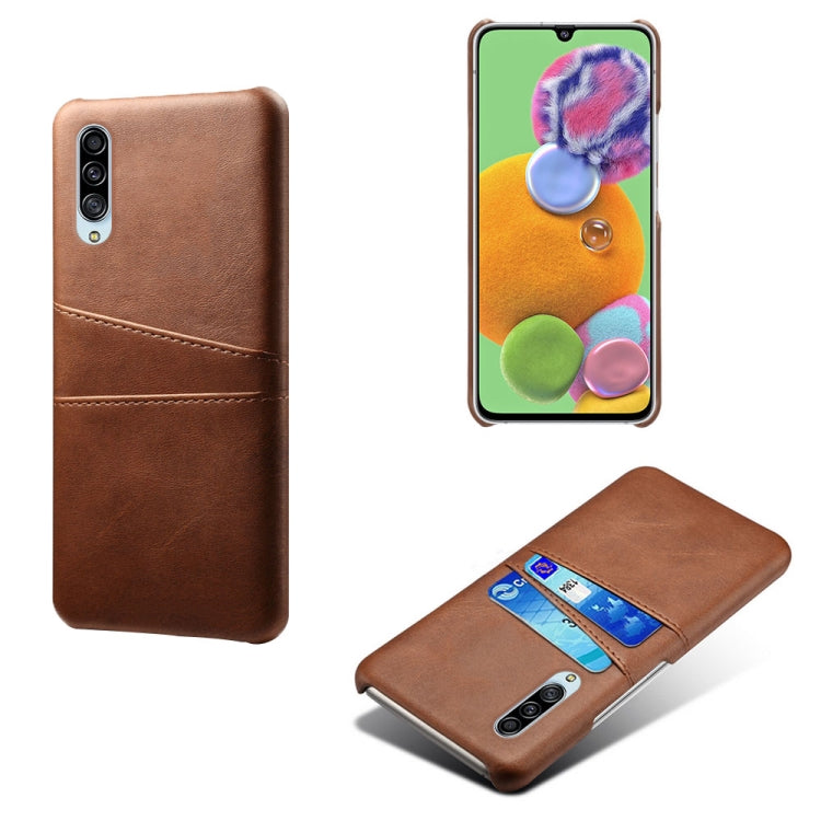 For Samsung Galaxy A90 5G Calf Texture PC + PU Leather Back Cover Shockproof Case with Dual Card Slots
