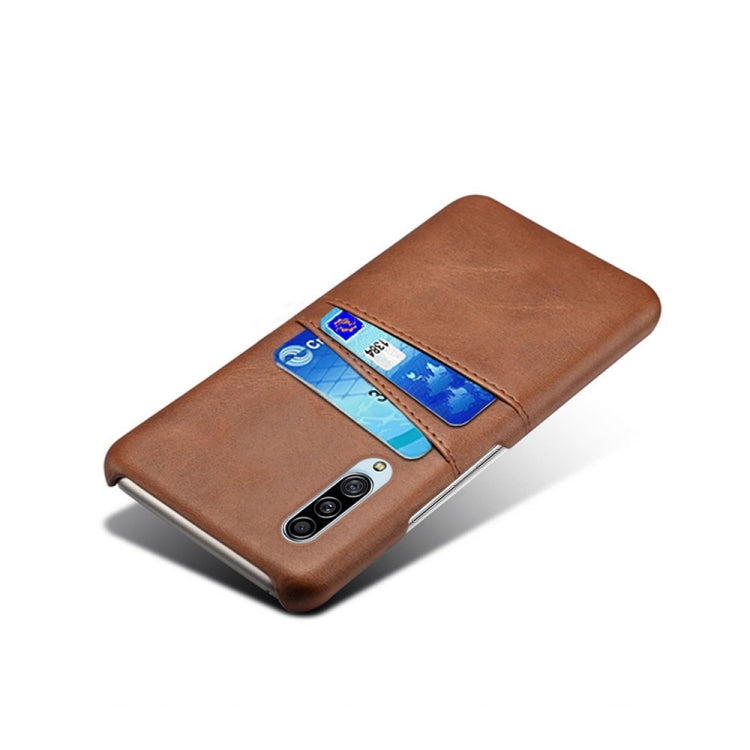 For Samsung Galaxy A90 5G Calf Texture PC + PU Leather Back Cover Shockproof Case with Dual Card Slots