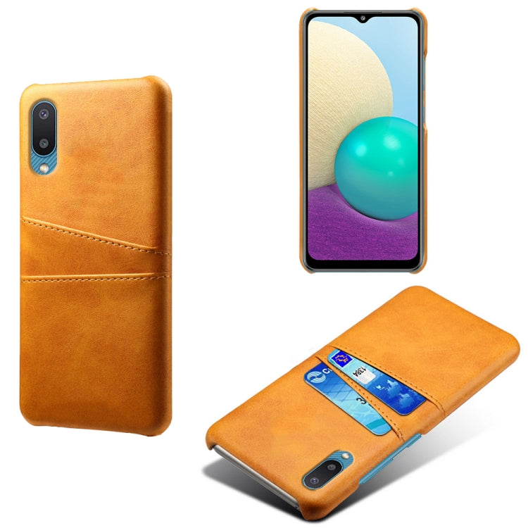 For Samsung Galaxy M02 / A02 Calf Texture PC + PU Leather Back Cover Shockproof Case with Dual Card Slots