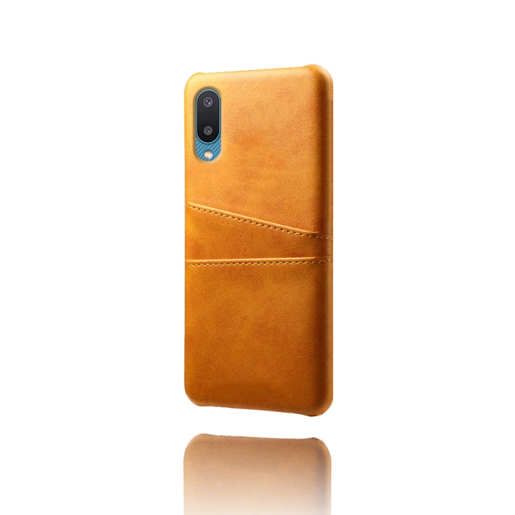 For Samsung Galaxy M02 / A02 Calf Texture PC + PU Leather Back Cover Shockproof Case with Dual Card Slots