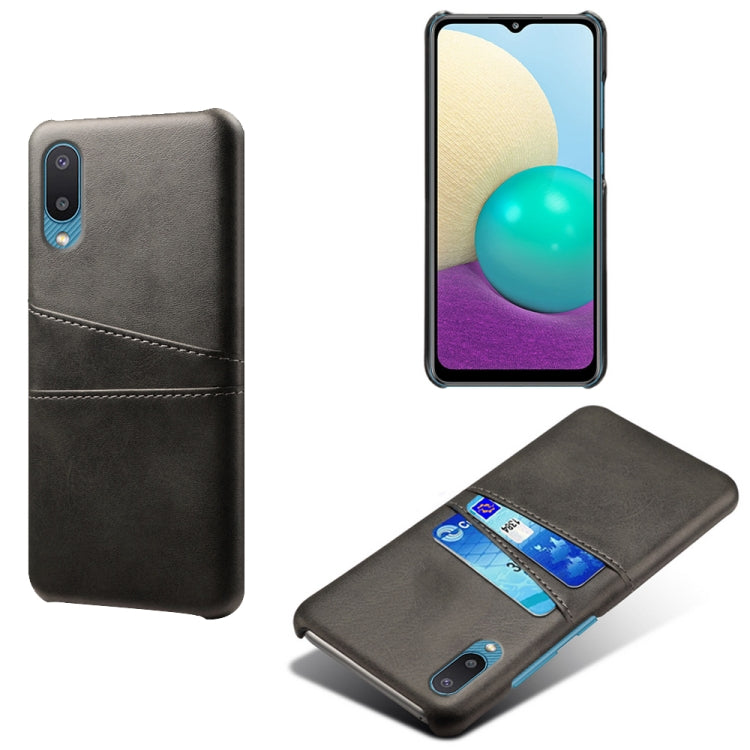 For Samsung Galaxy M02 / A02 Calf Texture PC + PU Leather Back Cover Shockproof Case with Dual Card Slots