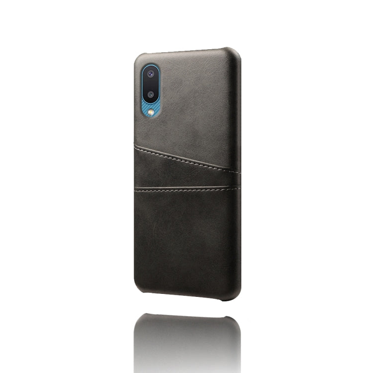 For Samsung Galaxy M02 / A02 Calf Texture PC + PU Leather Back Cover Shockproof Case with Dual Card Slots