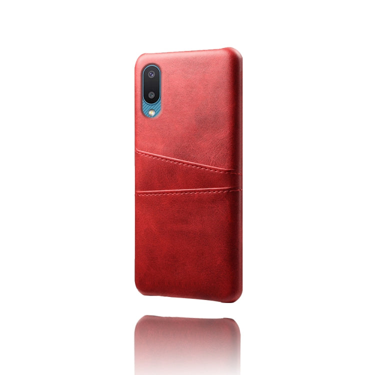 For Samsung Galaxy M02 / A02 Calf Texture PC + PU Leather Back Cover Shockproof Case with Dual Card Slots