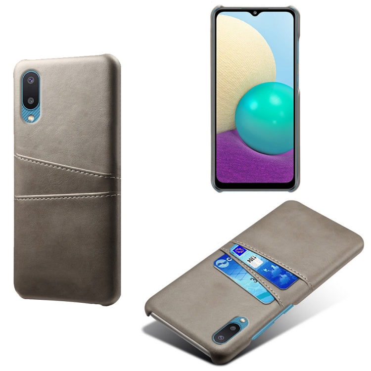 For Samsung Galaxy M02 / A02 Calf Texture PC + PU Leather Back Cover Shockproof Case with Dual Card Slots