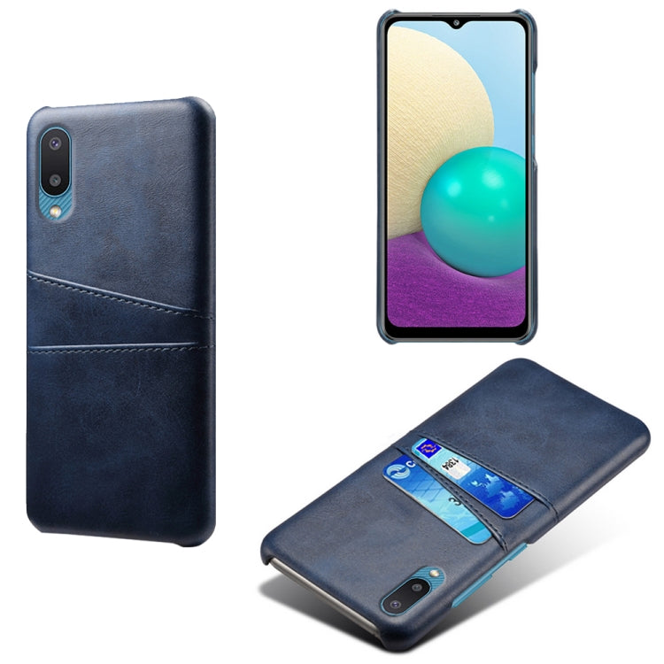 For Samsung Galaxy M02 / A02 Calf Texture PC + PU Leather Back Cover Shockproof Case with Dual Card Slots