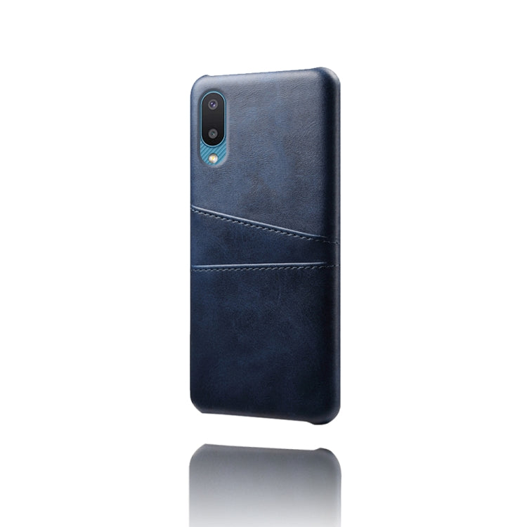 For Samsung Galaxy M02 / A02 Calf Texture PC + PU Leather Back Cover Shockproof Case with Dual Card Slots