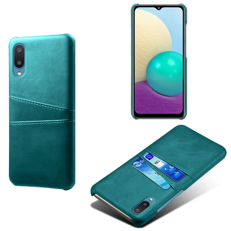 For Samsung Galaxy M02 / A02 Calf Texture PC + PU Leather Back Cover Shockproof Case with Dual Card Slots