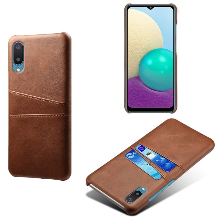 For Samsung Galaxy M02 / A02 Calf Texture PC + PU Leather Back Cover Shockproof Case with Dual Card Slots