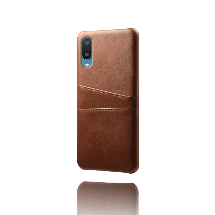 For Samsung Galaxy M02 / A02 Calf Texture PC + PU Leather Back Cover Shockproof Case with Dual Card Slots