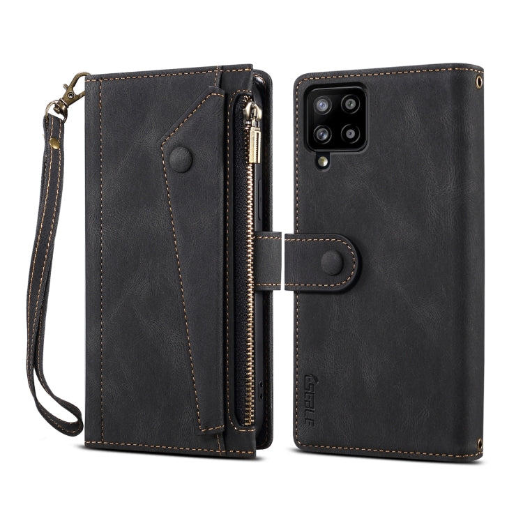 For Samsung Galaxy A42 / M42 5G Retro Frosted Horizontal Flip Leather Case with Holder & Card Slot & Wallet & Zipper Pocket & Lanyard