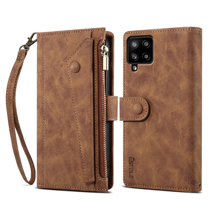 For Samsung Galaxy A42 / M42 5G Retro Frosted Horizontal Flip Leather Case with Holder & Card Slot & Wallet & Zipper Pocket & Lanyard