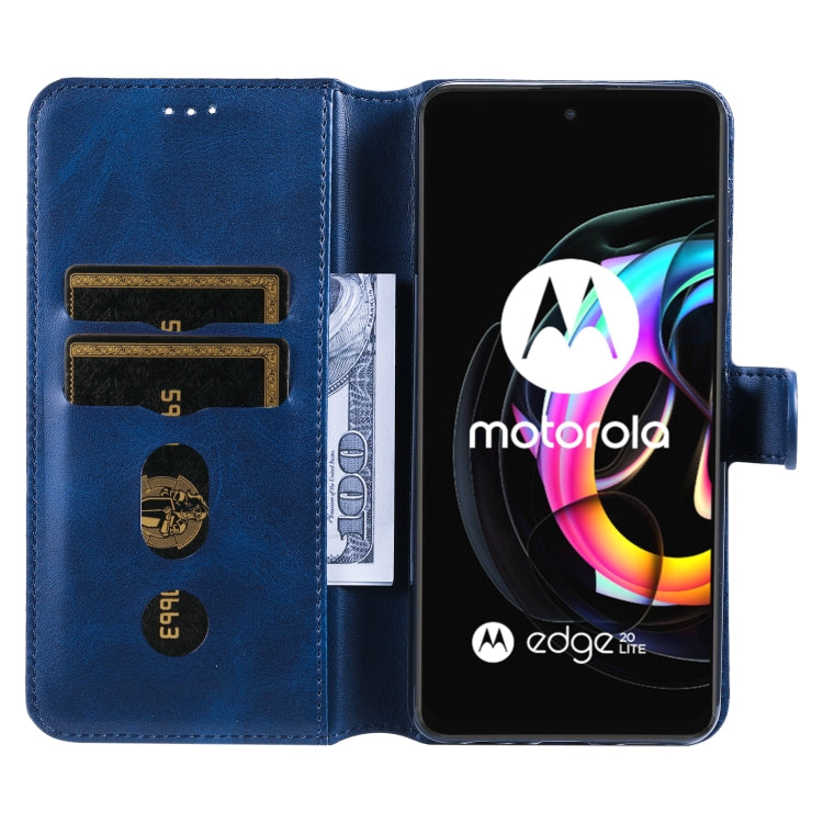 For Motorola Moto Edge 20 Lite Classic Calf Texture PU + TPU Horizontal Flip Leather Case with Holder & Card Slots & Wallet