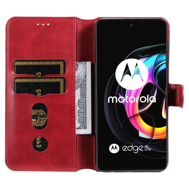 For Motorola Moto Edge 20 Lite Classic Calf Texture PU + TPU Horizontal Flip Leather Case with Holder & Card Slots & Wallet