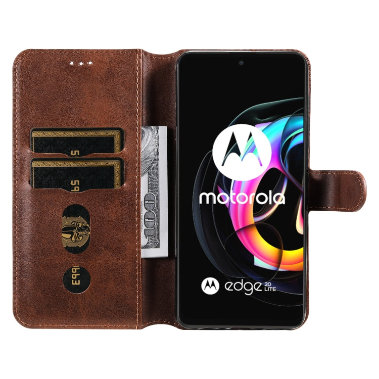 For Motorola Moto Edge 20 Lite Classic Calf Texture PU + TPU Horizontal Flip Leather Case with Holder & Card Slots & Wallet