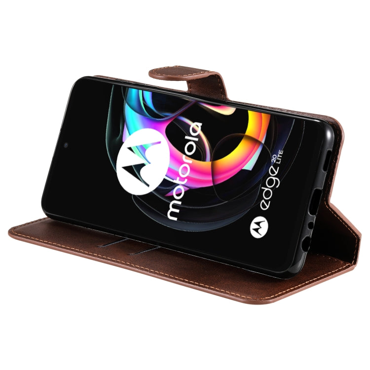 For Motorola Moto Edge 20 Lite Classic Calf Texture PU + TPU Horizontal Flip Leather Case with Holder & Card Slots & Wallet