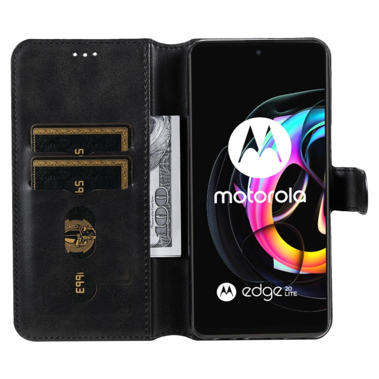 For Motorola Moto Edge 20 Lite Classic Calf Texture PU + TPU Horizontal Flip Leather Case with Holder & Card Slots & Wallet