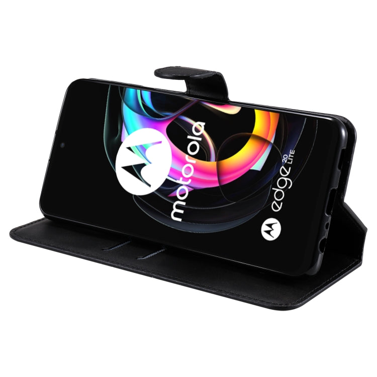 For Motorola Moto Edge 20 Lite Classic Calf Texture PU + TPU Horizontal Flip Leather Case with Holder & Card Slots & Wallet