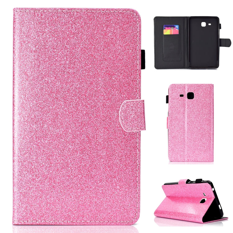 For Galaxy Tab A 7.0 (2016) T280 Varnish Glitter Powder Horizontal Flip Leather Case with Holder & Card Slot