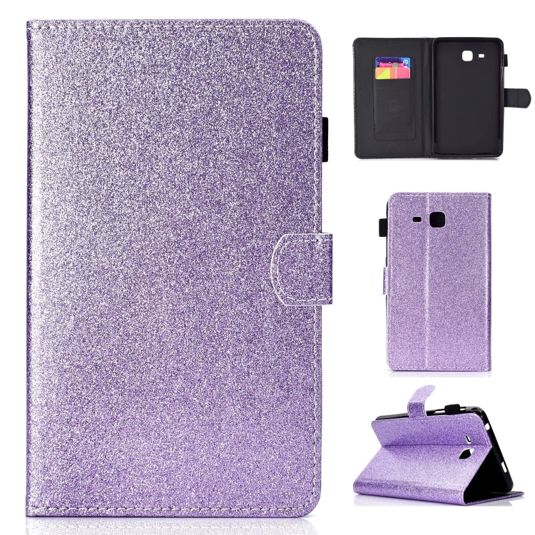 For Galaxy Tab A 7.0 (2016) T280 Varnish Glitter Powder Horizontal Flip Leather Case with Holder & Card Slot
