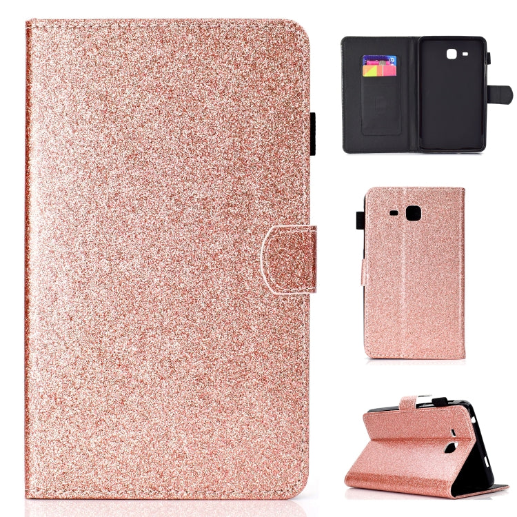 For Galaxy Tab A 7.0 (2016) T280 Varnish Glitter Powder Horizontal Flip Leather Case with Holder & Card Slot