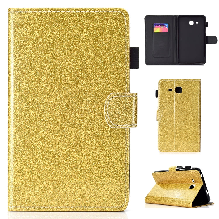 For Galaxy Tab A 7.0 (2016) T280 Varnish Glitter Powder Horizontal Flip Leather Case with Holder & Card Slot